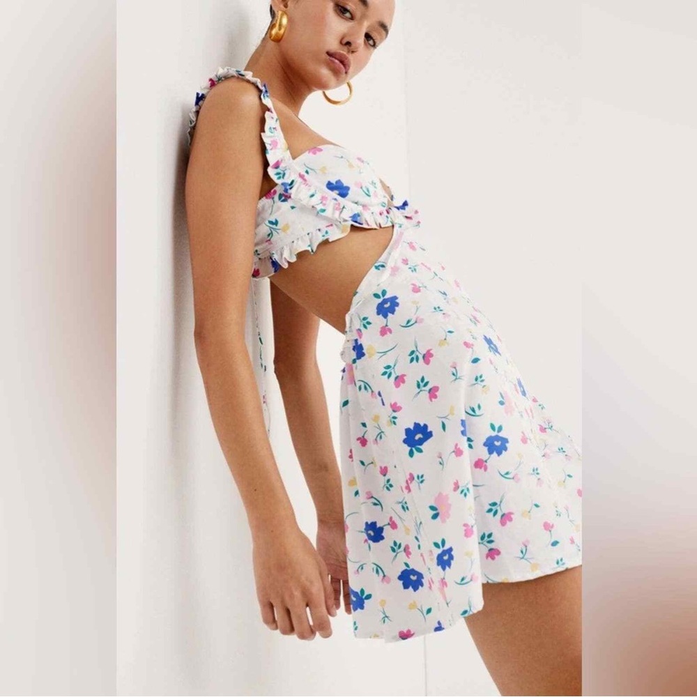 For Love & Lemons Farrah Floral Cut Out Mini Dress | SZ XS - Picture 3 of 7